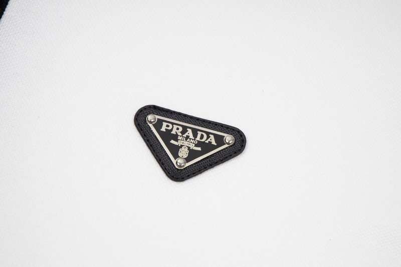 Поло Prada With Leather Logo Patch "White" фото № 5