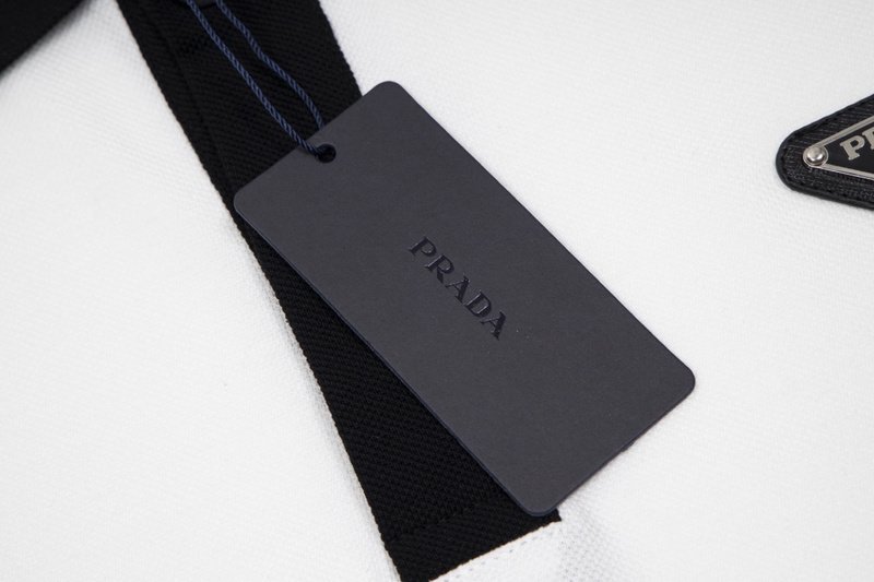 Поло Prada With Leather Logo Patch "White" фото № 8
