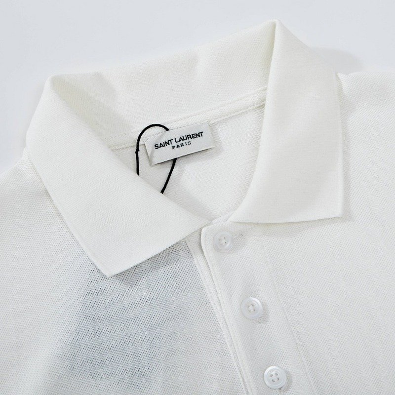 Поло Saint Laurent Three-Letter Logo "White" фото № 4