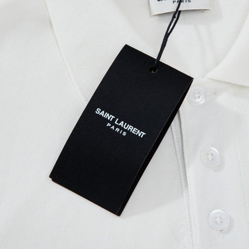 Поло Saint Laurent Three-Letter Logo "White" фото № 7