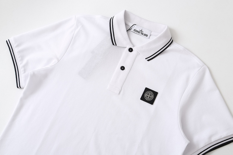 Поло Stone Island Black Logo Flowers "White" фото № 4