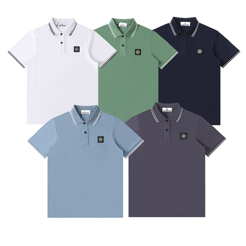 Поло Stone Island Black Logo Flowers "White" фото № 3