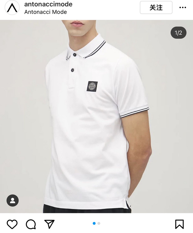 Поло Stone Island Black Logo Flowers "White" фото № 5