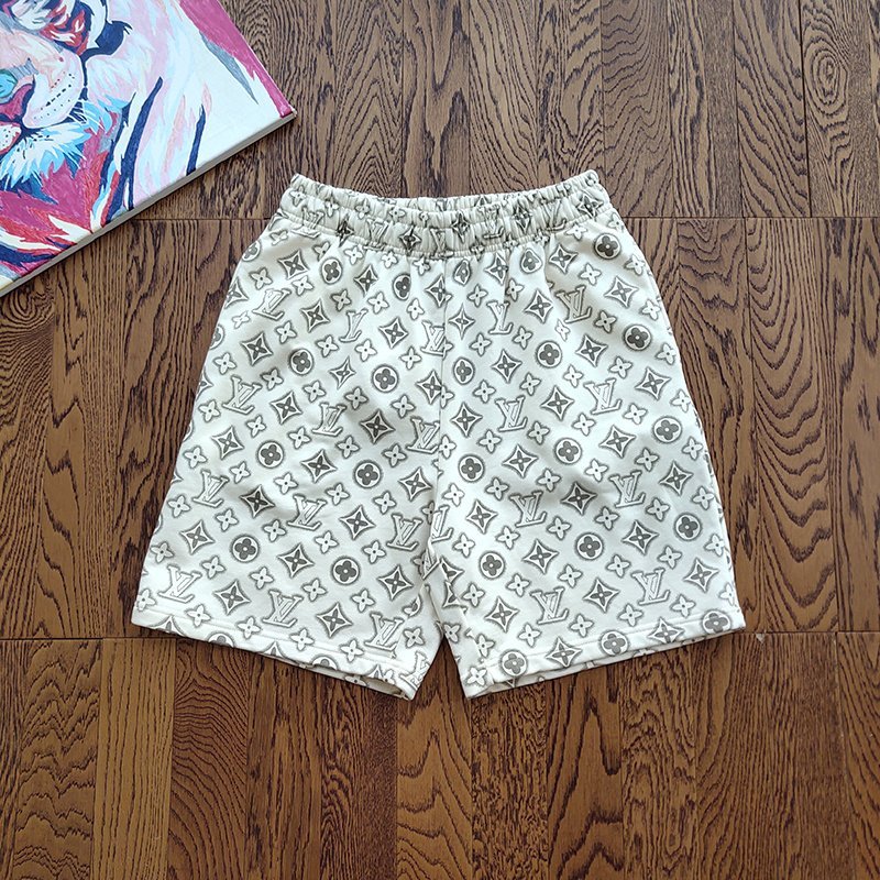 Шорты Louis Vuitton Cotton - Emblem Print "Cream/Gray" фото № 9