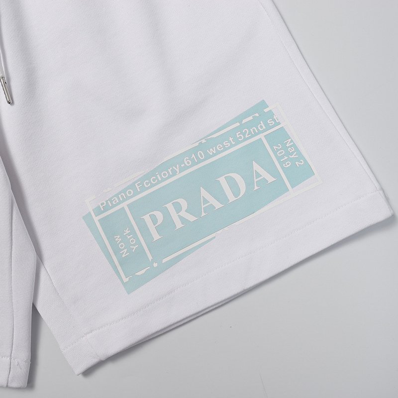 Шорты Prada With Blue Plaque "White" фото № 2