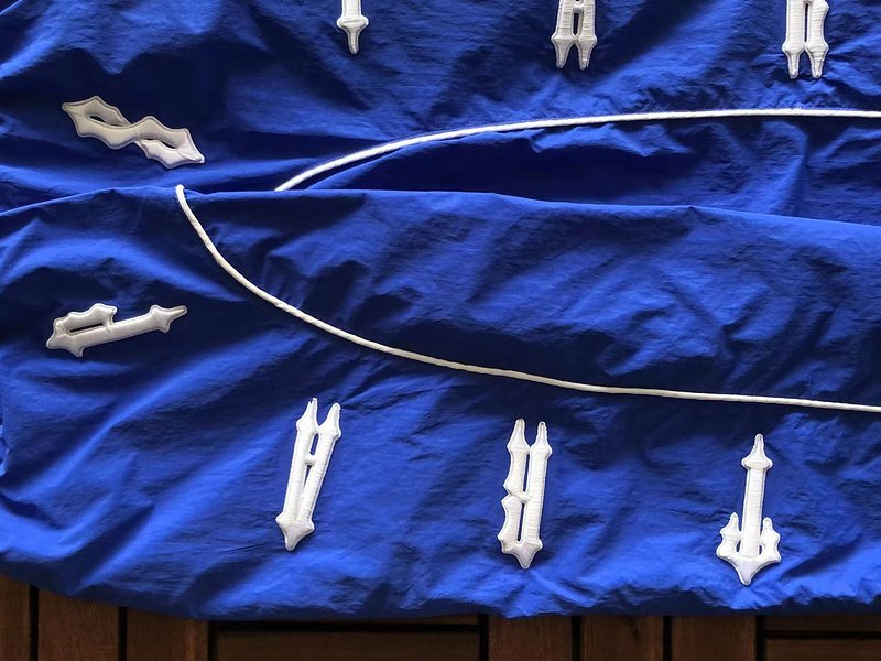 Спортивные штаны Trapstar Decorated By Stripe And Repeating Embroidered Logo "Blue" фото № 4