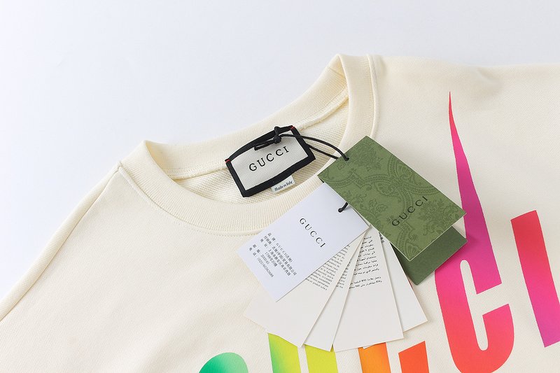 Свитшот Gucci Gradient Lightning Letter Logo Round Neck "White" фото № 3