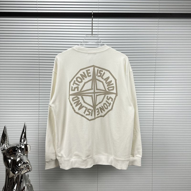 Свитшот Stone Island With Text Logo And Emblem — Single Color "White" фото № 5