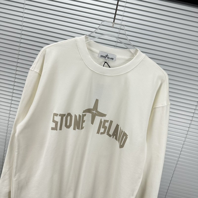 Свитшот Stone Island With Text Logo And Emblem — Single Color "White" фото № 6