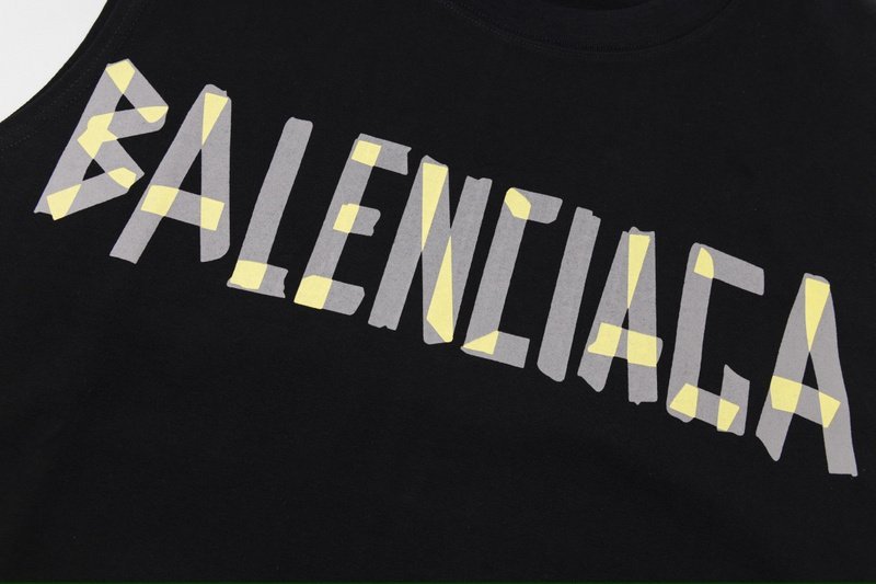 Майка Balenciaga With Pasted Logo "Black" фото № 3