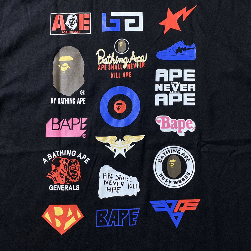 Футболка A Bathing Ape Variety Of Logos "Black" фото № 3