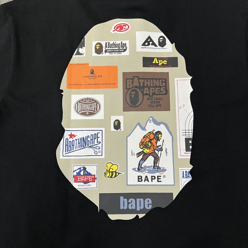 Футболка A Bathing Ape With Stickers "Black" фото № 8
