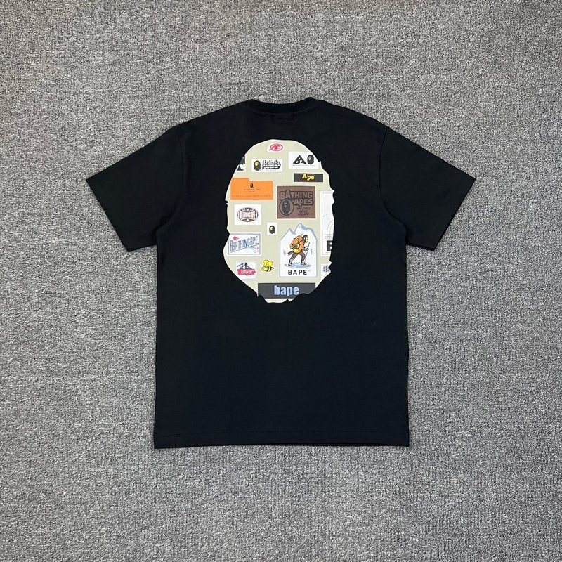 Футболка A Bathing Ape With Stickers "Black" фото № 7