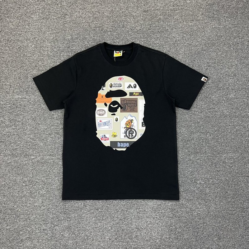 Футболка A Bathing Ape With Stickers "Black" фото № 4