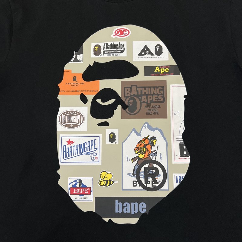 Футболка A Bathing Ape With Stickers "Black" фото № 3