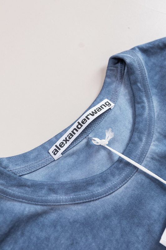 Футболка Alexander Wang Logo Made Of Rhinestones "Blue/Gray" фото № 8