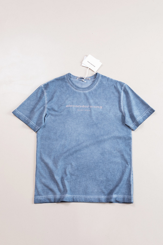 Футболка Alexander Wang Logo Made Of Rhinestones "Blue/Gray" фото № 3