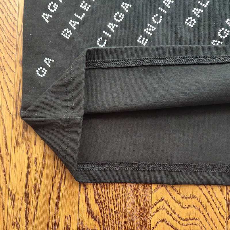 Футболка Balenciaga With Diagonal Rhinestone Lettering "Black" фото № 4