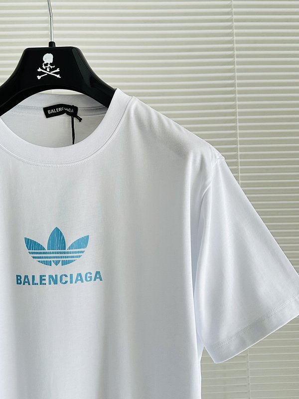Футболка Balenciaga X Adidas With Blue Logo - Base "White" фото № 3