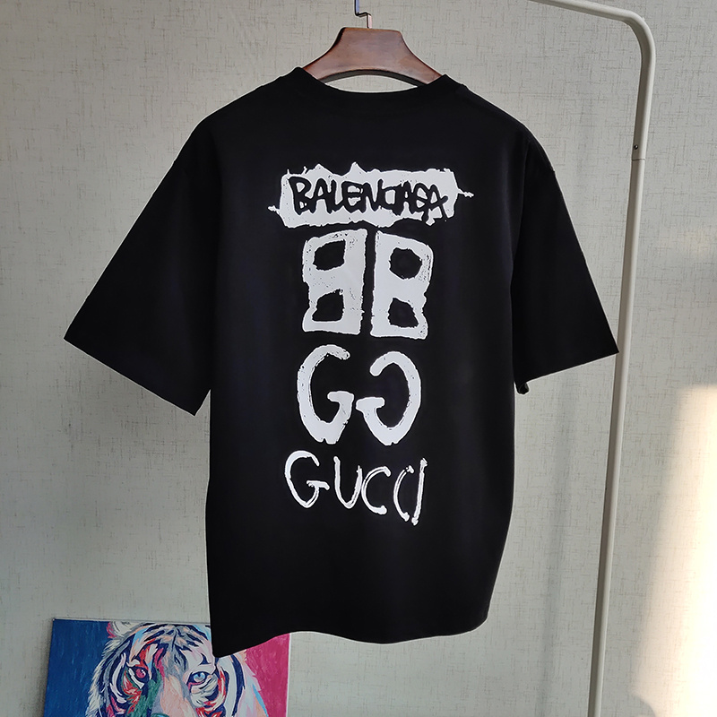 Футболка Balenciaga X Gucci Inscription On The Back "Black" фото № 2