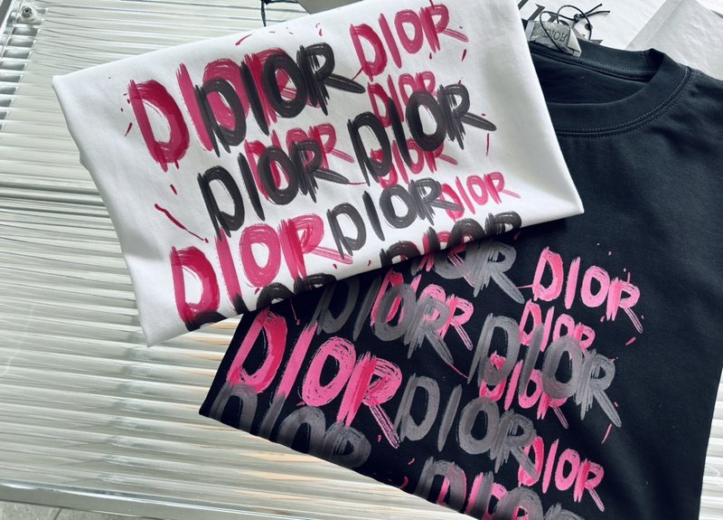 Футболка Christian Dior Black And Pink Text Print "Black" фото № 4