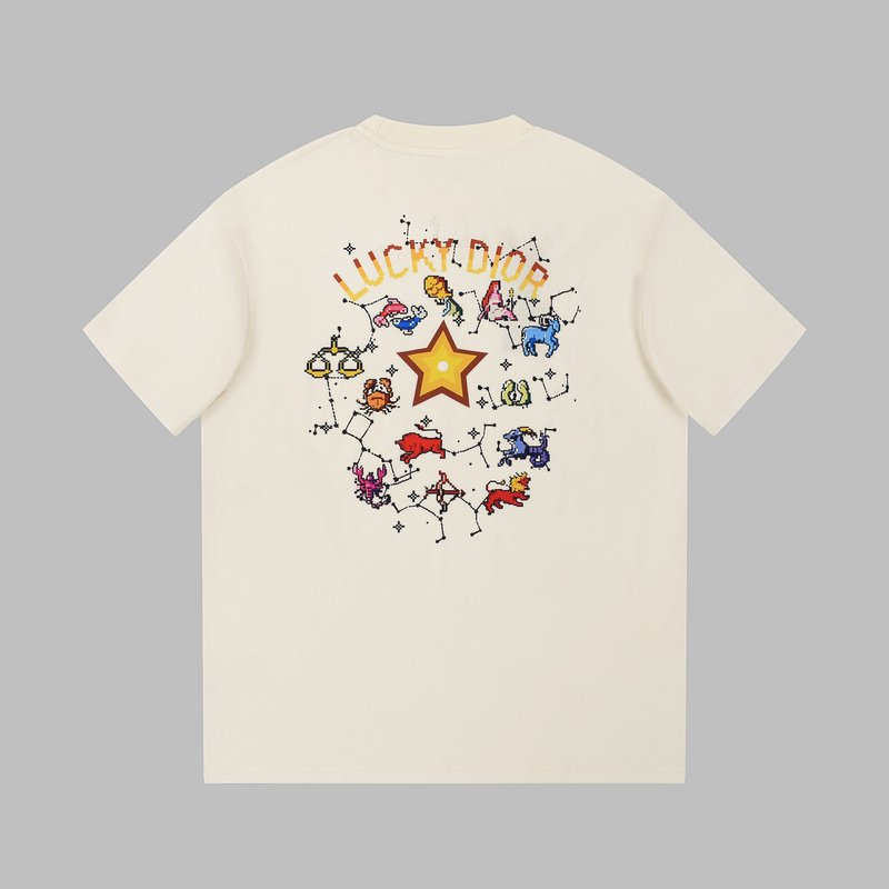 Футболка Christian Dior With Cartoon Print Of Constellations "Cream" фото № 7