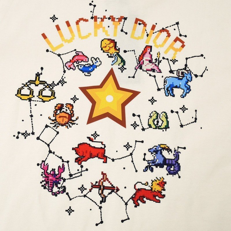 Футболка Christian Dior With Cartoon Print Of Constellations "Cream" фото № 9
