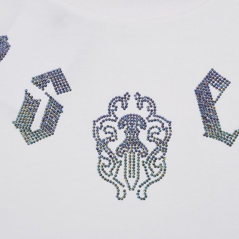 Футболка Chrome Hearts With Logo Made Of Colored Crystals "White" фото № 7