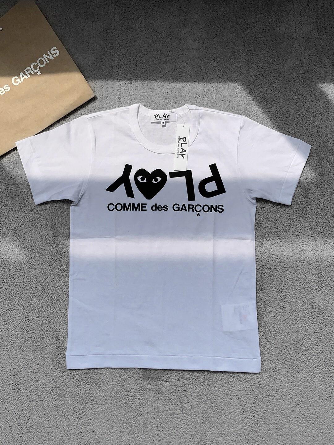 Футболка Comme des Garçons Play Polka Dot Heart "White" фото № 2