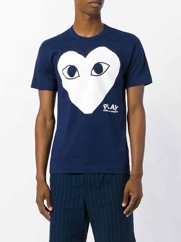 Футболка Comme des Garçons Play White Heart Eyes "Navy" фото № 2