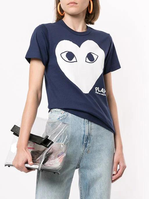 Футболка Comme des Garçons Play White Heart Eyes "Navy" фото № 4