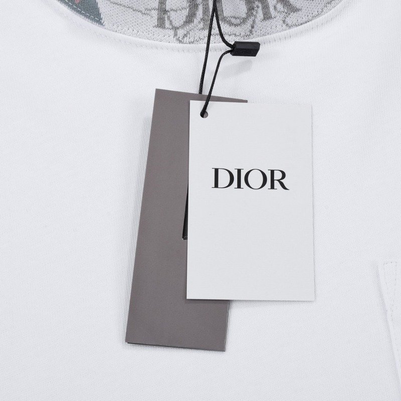 Футболка Dior With Designer Collar And Pocket "White" фото № 6