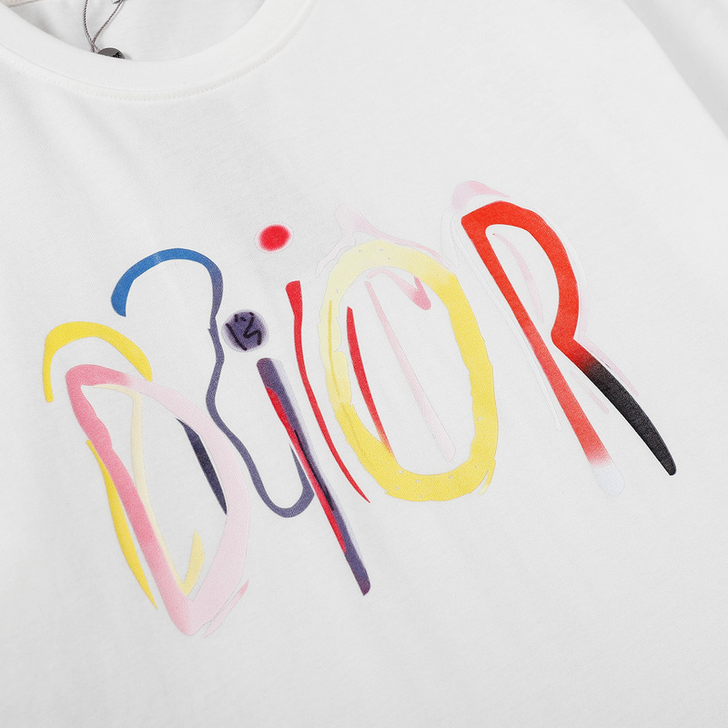 Футболка Dior Rainbow Logo "White" фото № 4