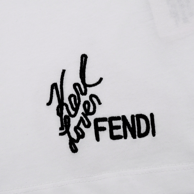 Футболка Fendi With Rhinestone Emblem "White" фото № 5