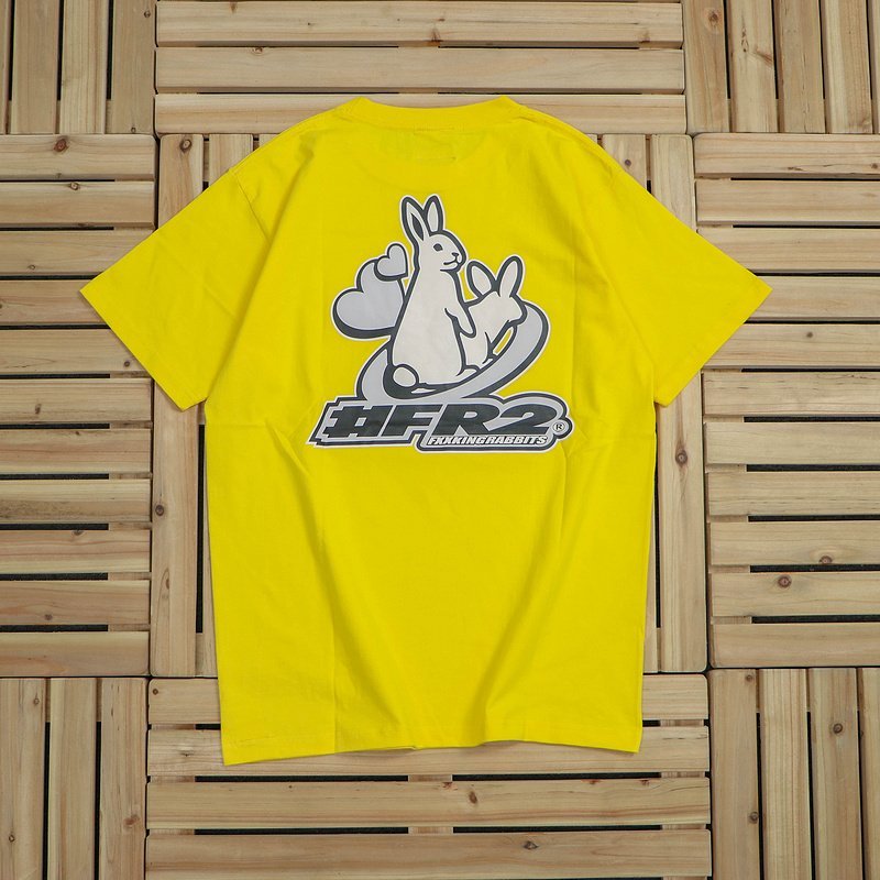 Футболка FR2 Logo Front And Two Rabbits With Hearts Back "Yellow" фото № 2