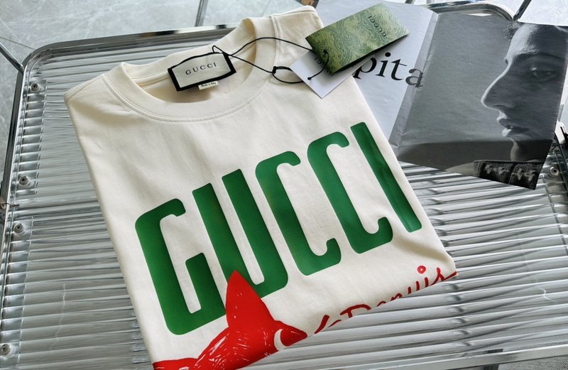 Футболка Gucci X Balenciaga Red Cat Head "White" фото № 2