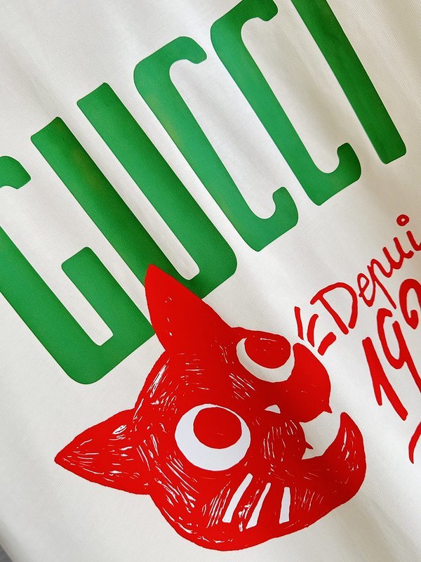 Футболка Gucci X Balenciaga Red Cat Head "White" фото № 4