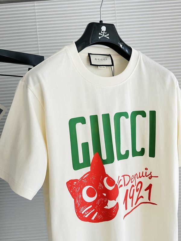 Футболка Gucci X Balenciaga Red Cat Head "White" фото № 5