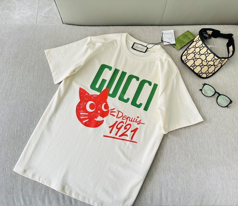 Футболка Gucci X Balenciaga Red Cat Head "White" фото № 8