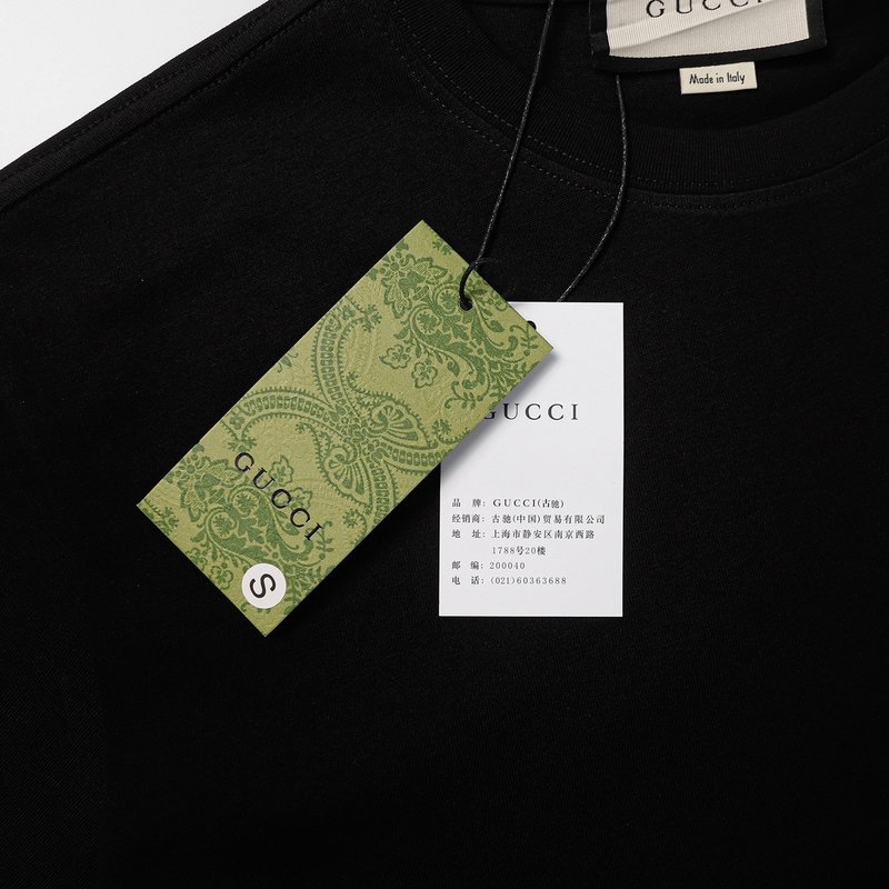Футболка Gucci With Small Green Logo "Black" фото № 7