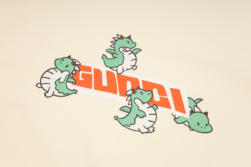 Футболка Gucci Green Dragons "Beige" фото № 3