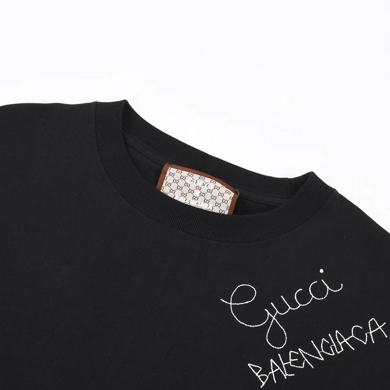 Футболка Gucci X Balenciaga With A Beautiful Logo Of Two Brands "Black" фото № 5