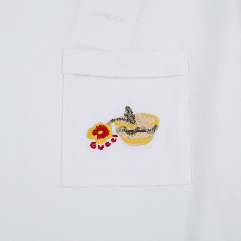 Футболка Gucci Embroidery Flower In A Pot "White" фото № 4