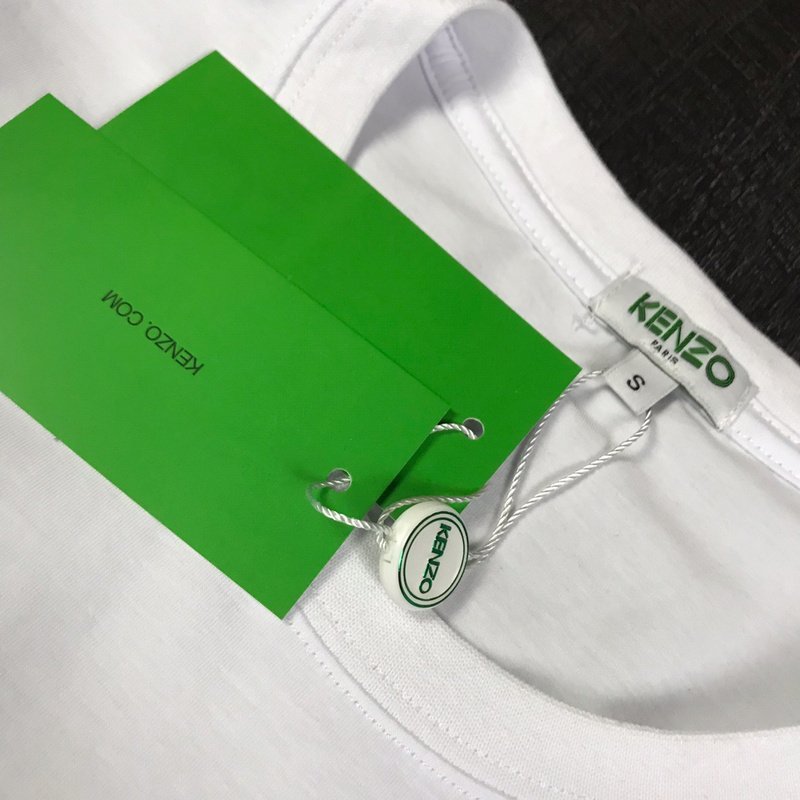 Футболка Kenzo With Pink Tiger Head Embroidery "White" фото № 3