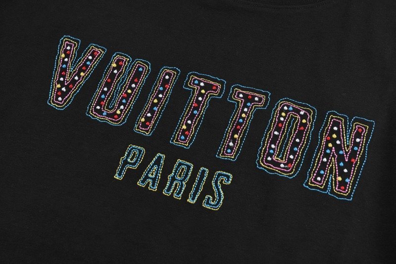 Футболка Louis Vuitton With Text Logo Made Of Rhinestones "Black" фото № 6