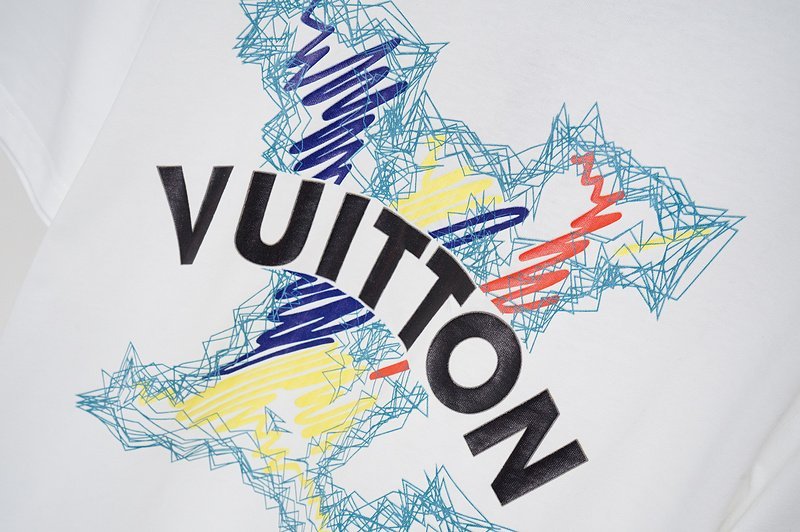 Футболка Louis Vuitton Inscription On Multicolor Logo Symbols "White" фото № 4