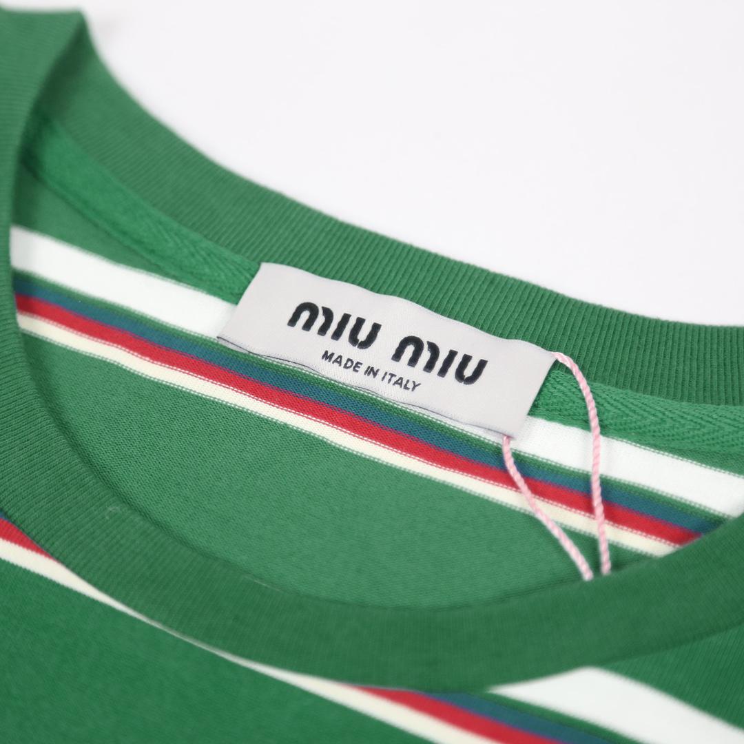 Футболка Miu Miu Horizontal Stripes "Green" фото № 3