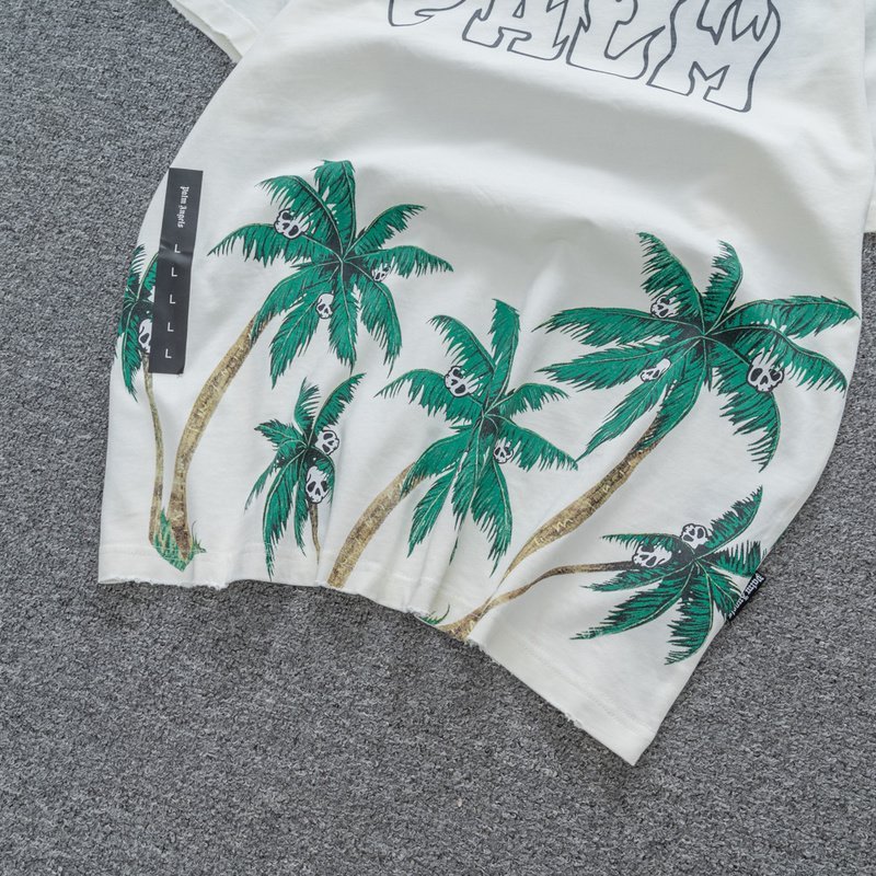 Футболка Palm Angels Beach Print - Fire Logo "White" фото № 8