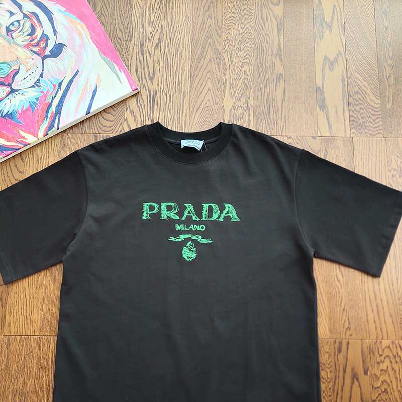 Футболка Prada Green Central Logo "Black" фото № 3