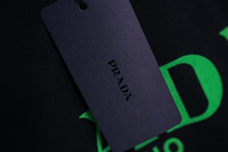 Футболка Prada With Big Green Logo "Black" фото № 9